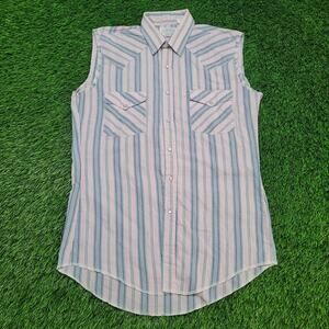 Vintage 70s H Bar C Western Pearl Snap Cut Off Shirt Small Relaxed / Medium Slim